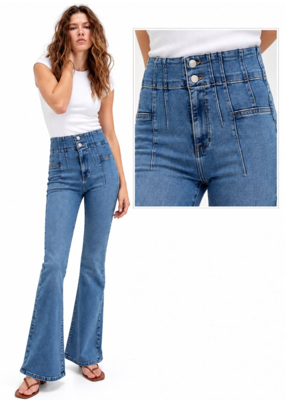 Free People We The Free Jayde Flare High Rise Jeans Blue 28 Y2K retro Boho